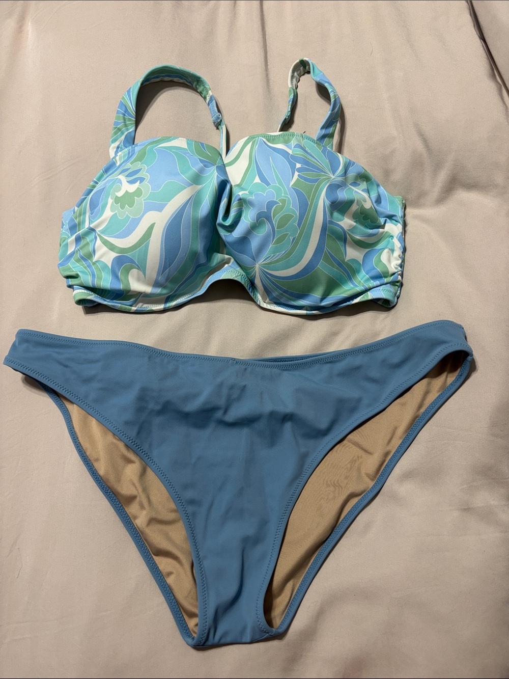 Shade & Shore Blue and Aqua Patterned Underwire Bikini Set